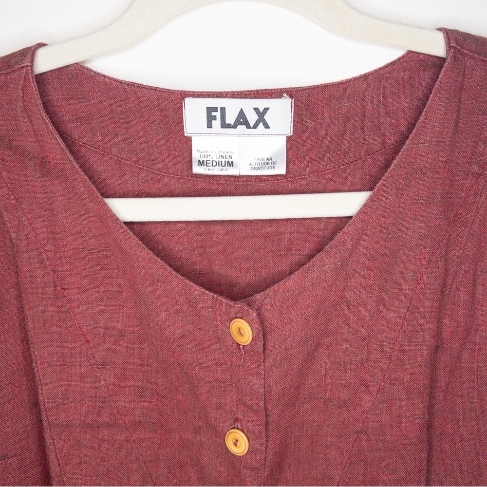 Flax Linen Button Up Shacket Lagenlook Blouse - Picture 2 of 6